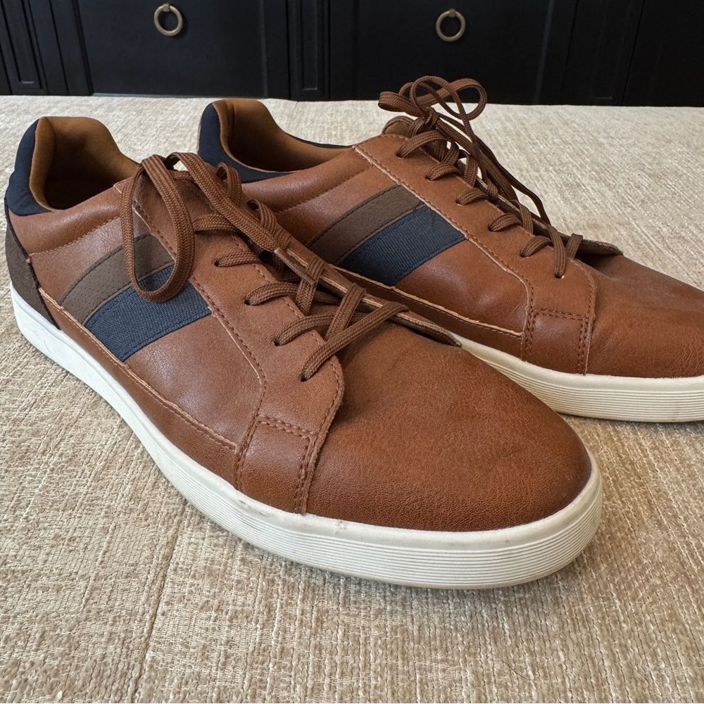 Aldo Men's Leather Brown Cognac Oxford Dress Shoes, Size 11 Lace-Up